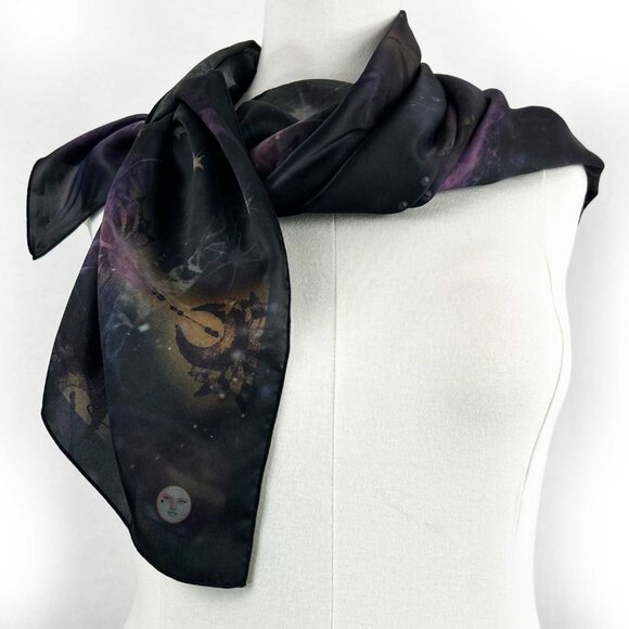 Shooting Stars & Arrows Purple Square Silk Scarf - Picture 3 of 12